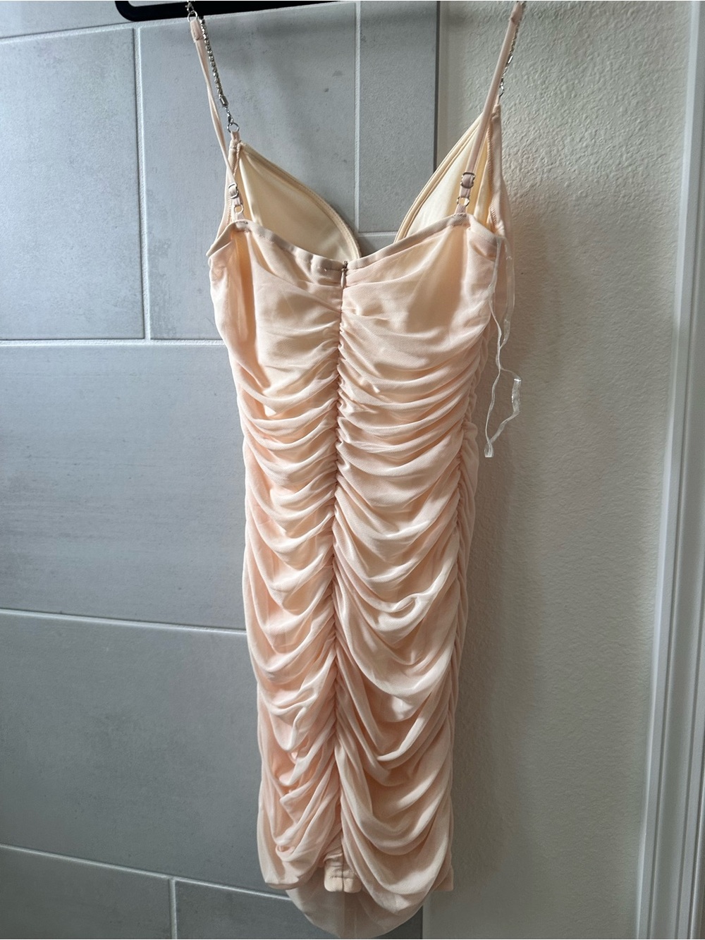 Chain-Strap Draped Mini Dress in Blush - Picture 2 of 3